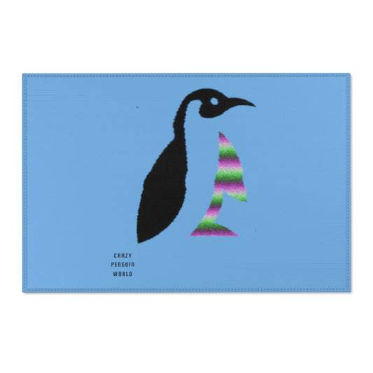 Area Rug (Rectangle): Crazy Penguin World Logo Lite Blue