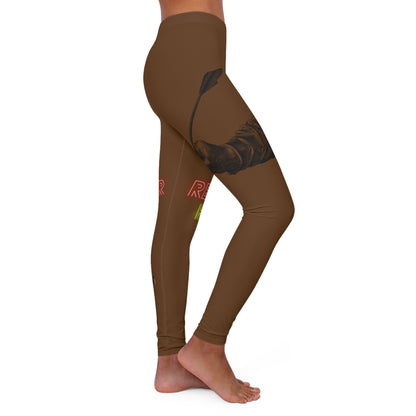 Women's Spandex Leggings: Writing Brown