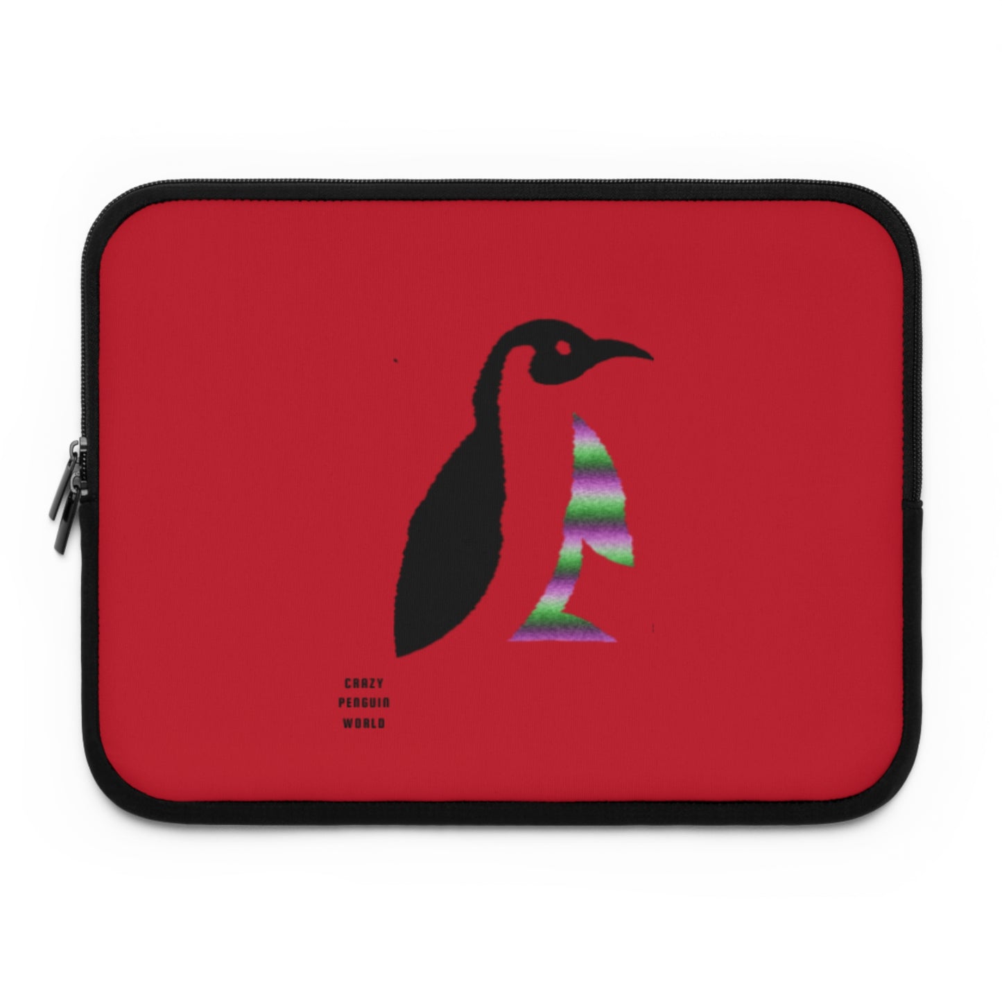 Laptop Sleeve: Crazy Penguin World Logo Dark Red