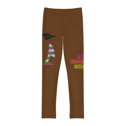 Youth Full-Length Leggings: Crazy Penguin World Logo Brown