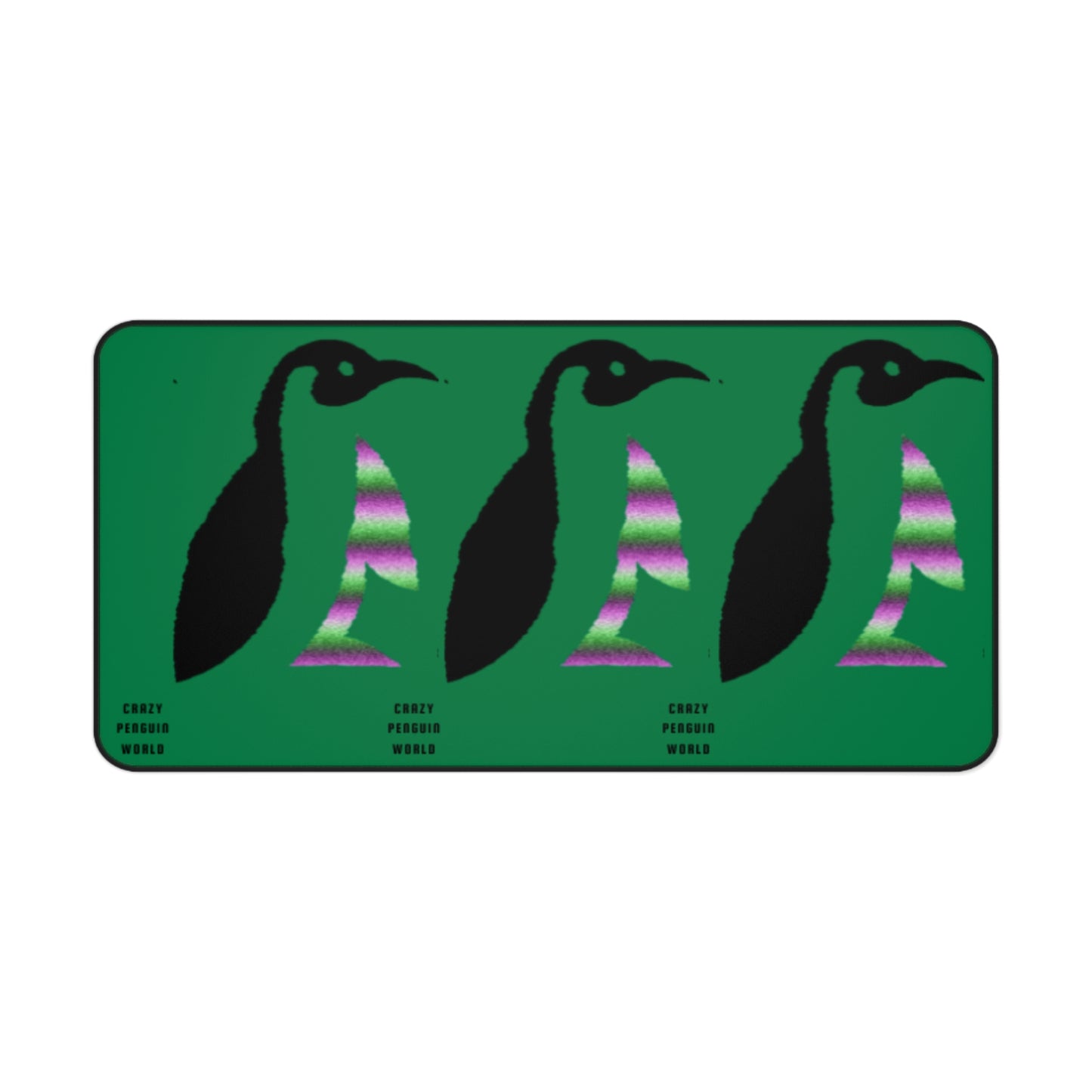 Desk Mat: Crazy Penguin World Logo Dark Green