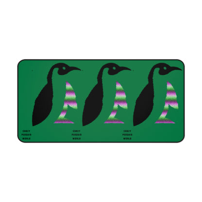 Desk Mat: Crazy Penguin World Logo Dark Green