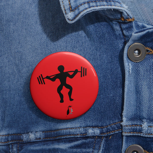 Custom Pin Buttons Weightlifting Red