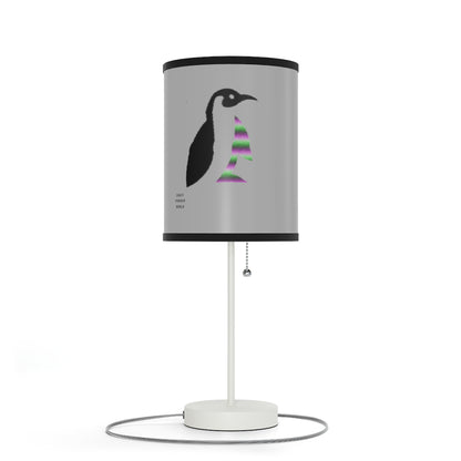 Lamp on a Stand, US|CA plug: Crazy Penguin World Logo Lite Grey