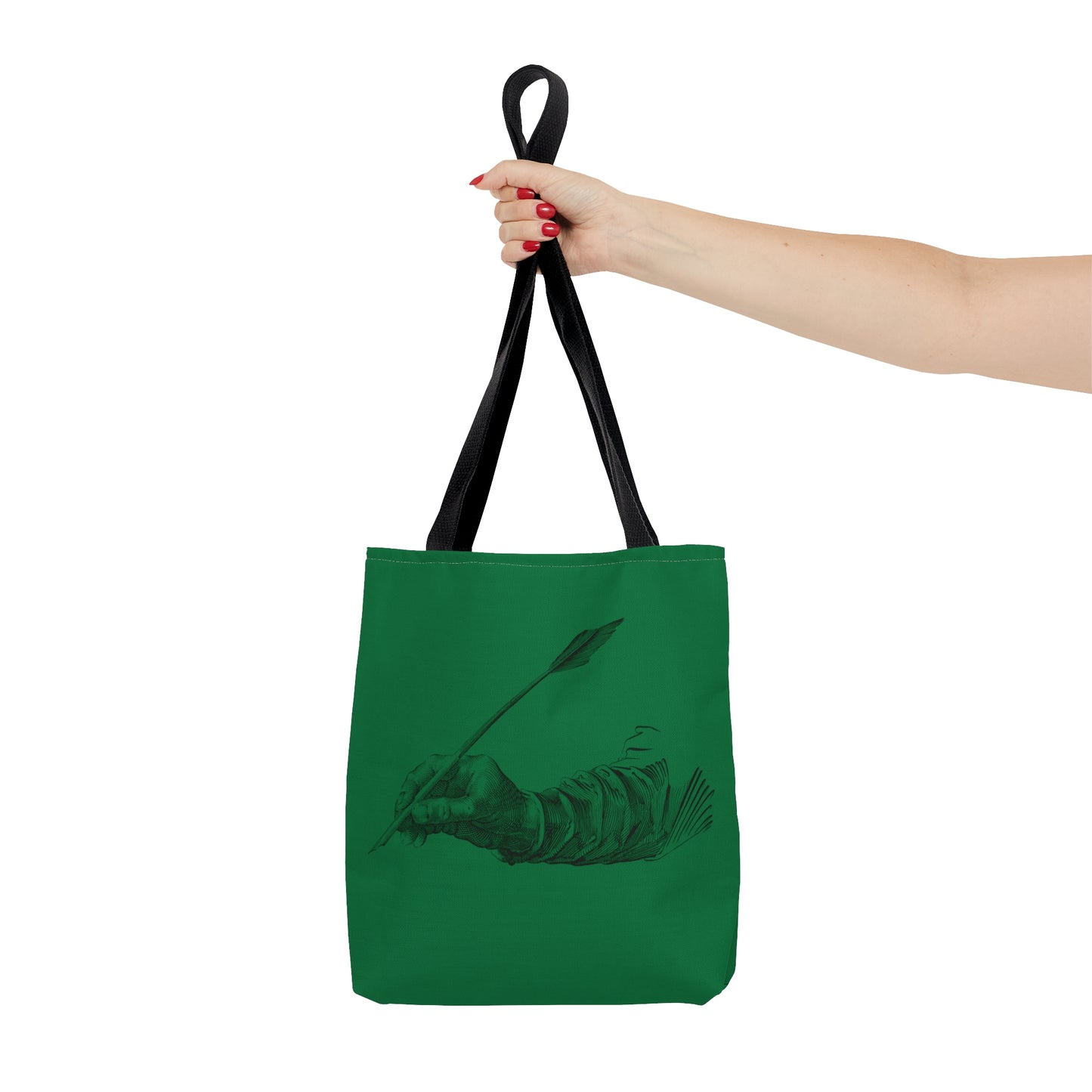 Tote Bag: Writing Dark Green