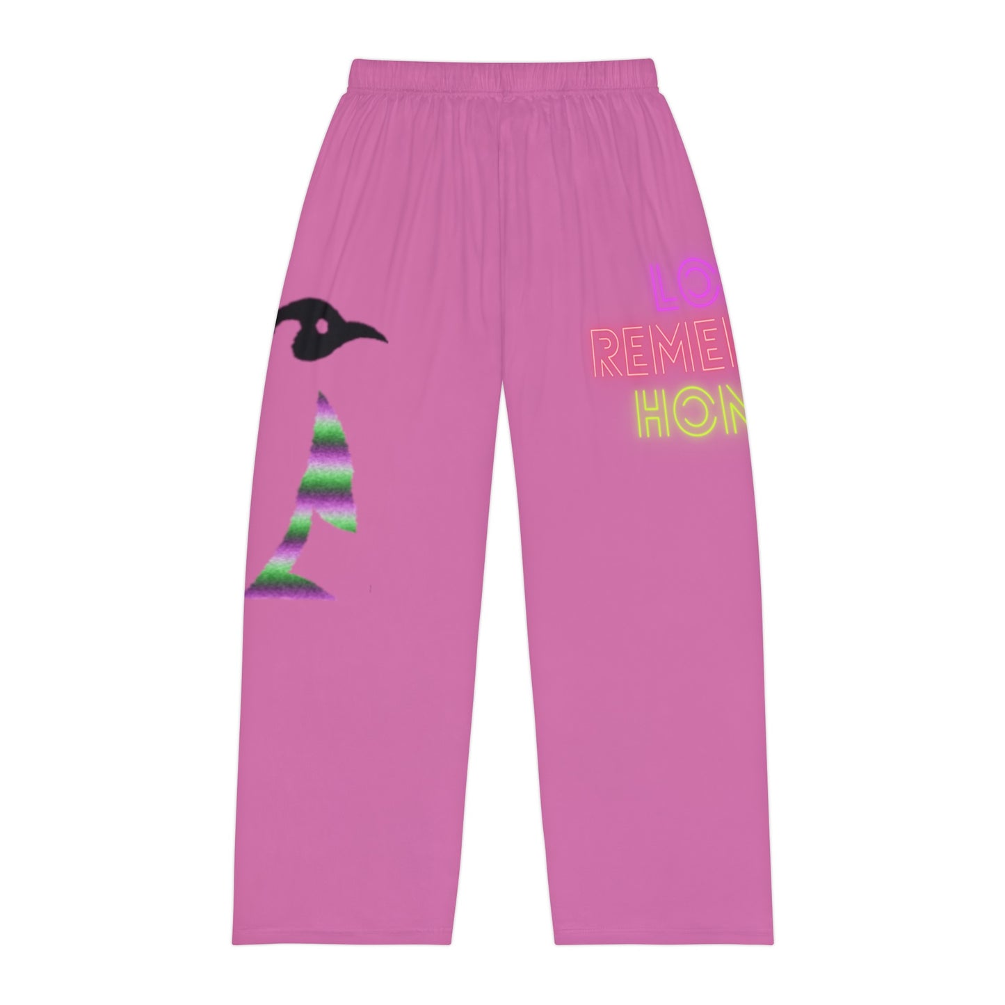 Men's Pajama Pants: Crazy Penguin World Logo Lite Pink