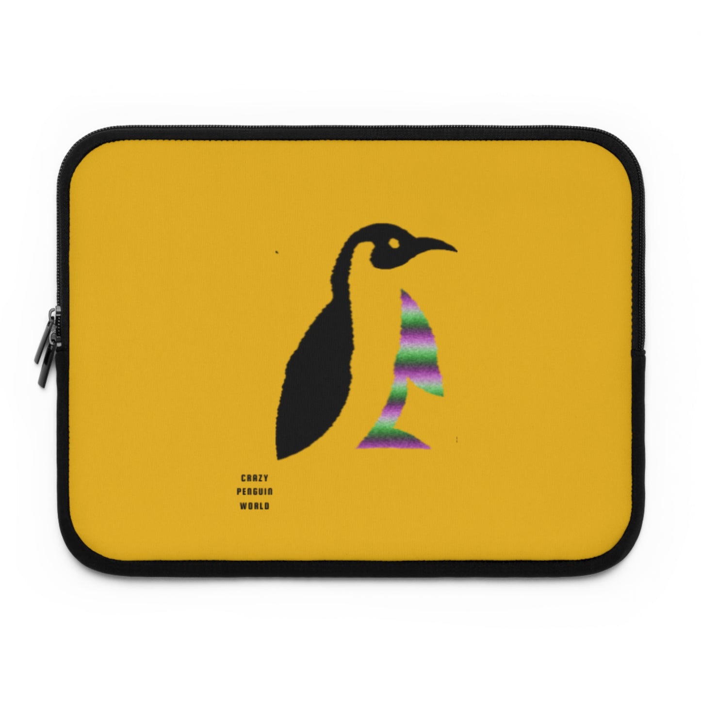 Laptop Sleeve: Crazy Penguin World Logo Yellow