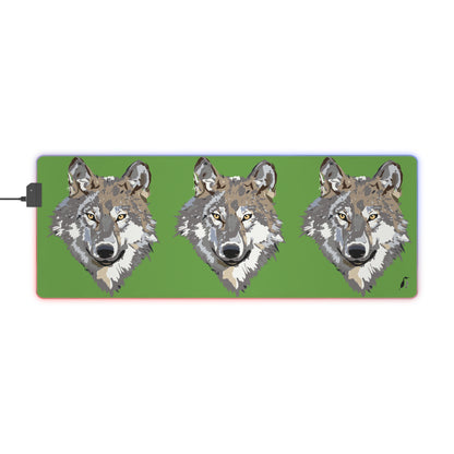 LED Gaming Mouse Pad: Wolves Green