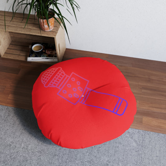 Tufted Floor Pillow, Round: Music Red