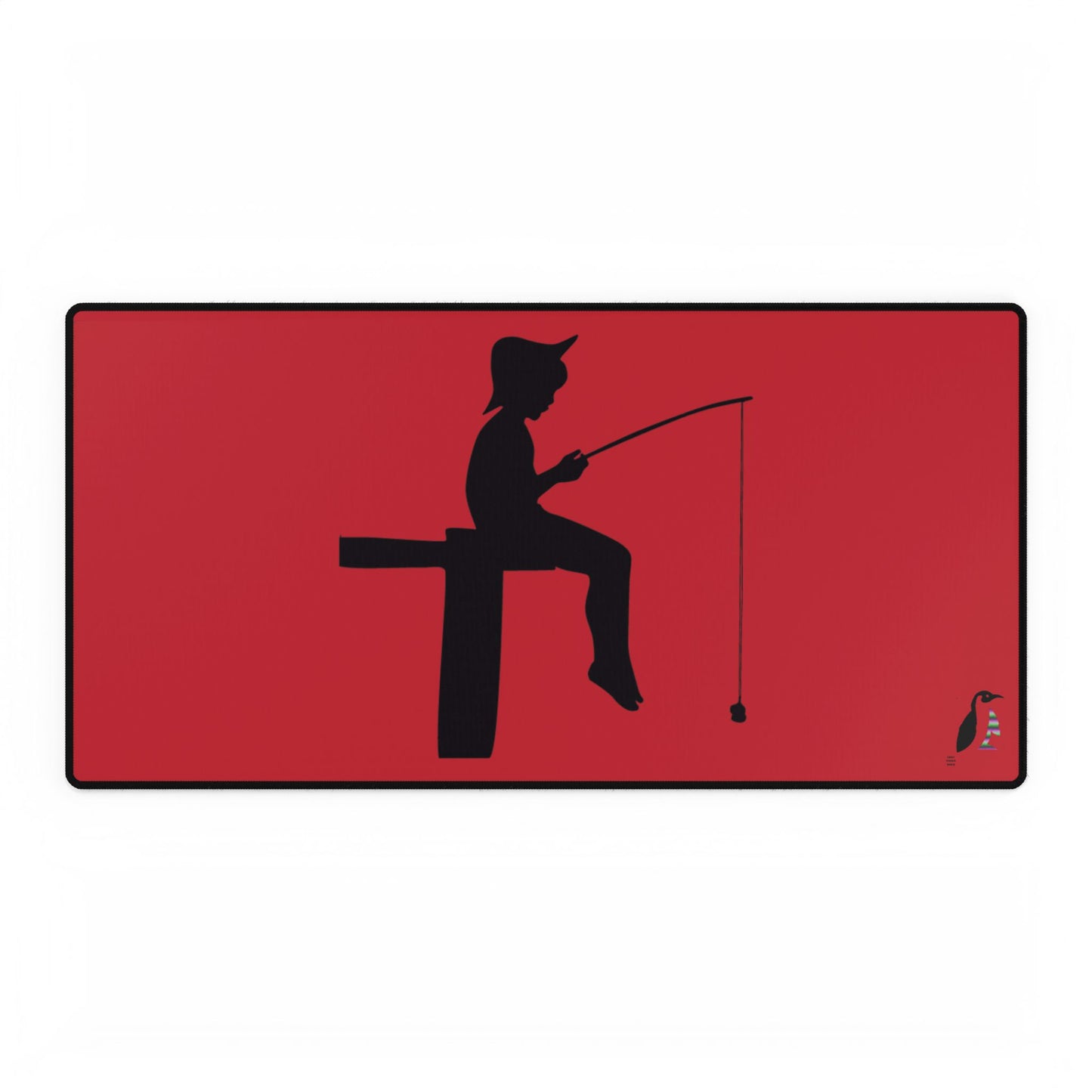 Desk Mats: Fishing Dark Red