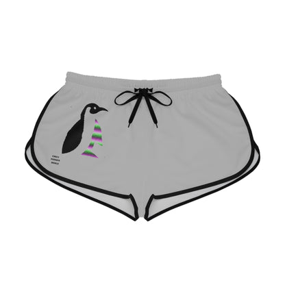 Women's Relaxed Shorts: Crazy Penguin World Logo Lite Grey