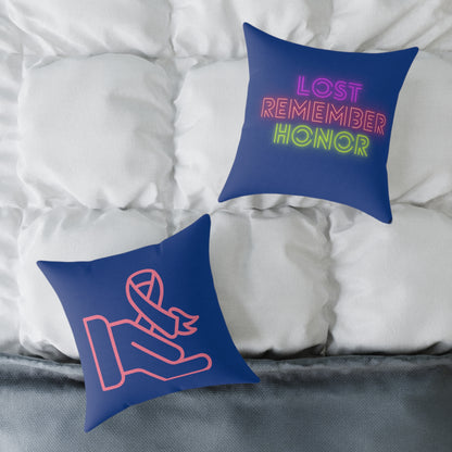 Spun Polyester Pillow: Fight Cancer Dark Blue