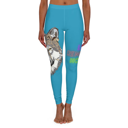 Women's Spandex Leggings: Wolves Turquoise