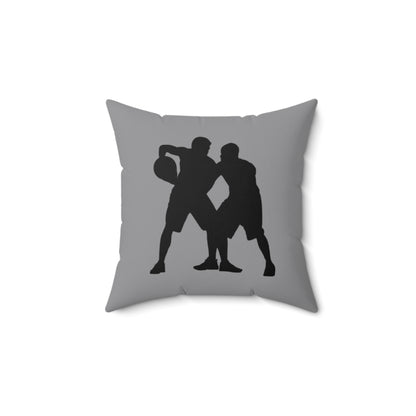 Spun Polyester Square Pillow: Basketball Grey