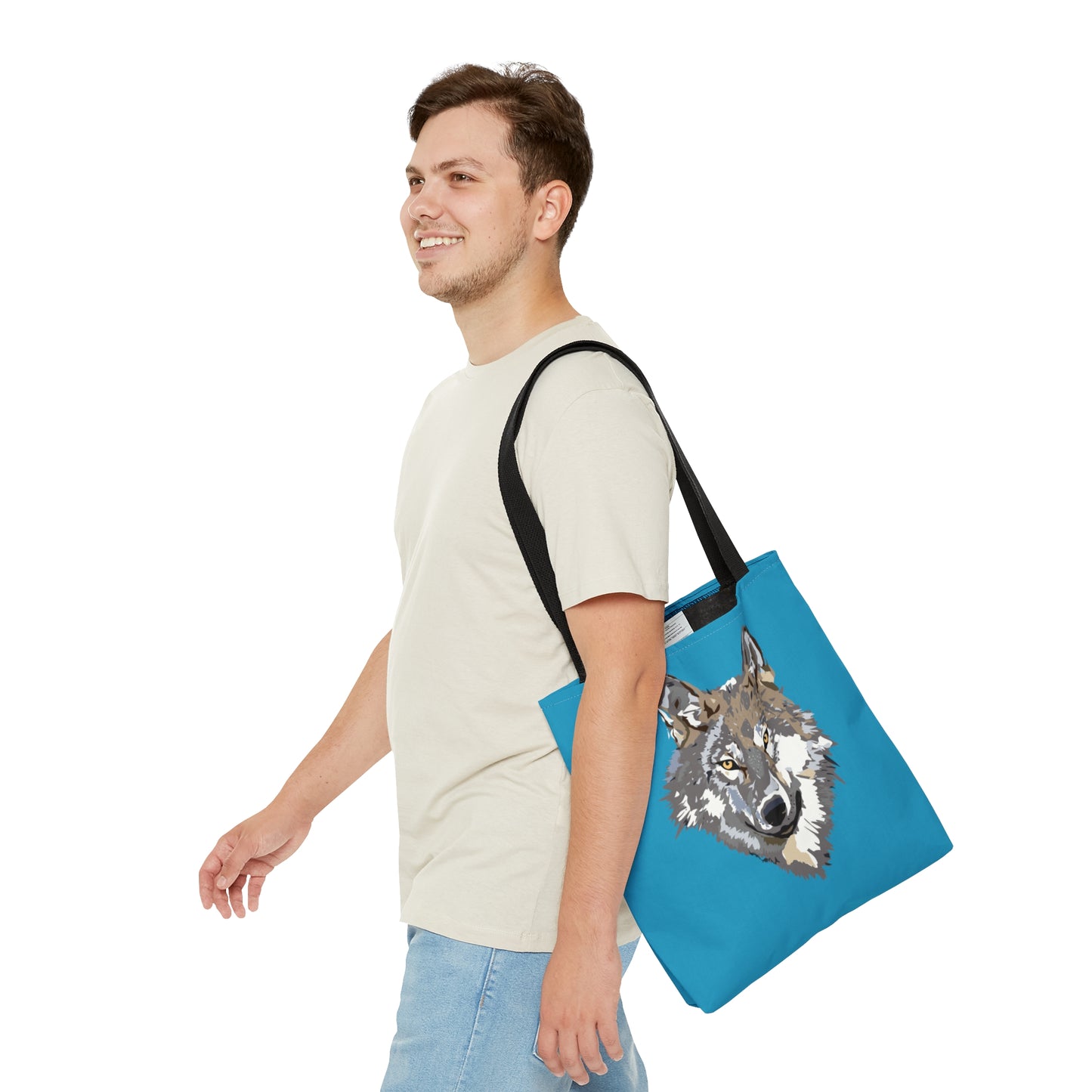 Tote Bag: Wolves Turquoise