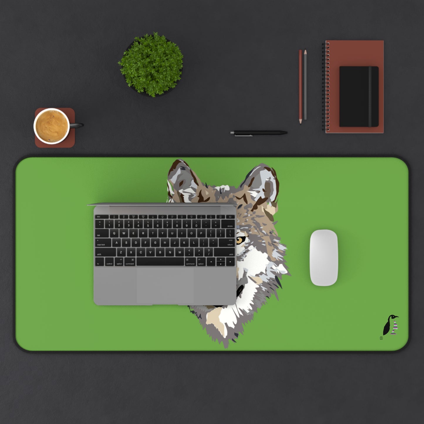 Desk Mat: Wolves Green