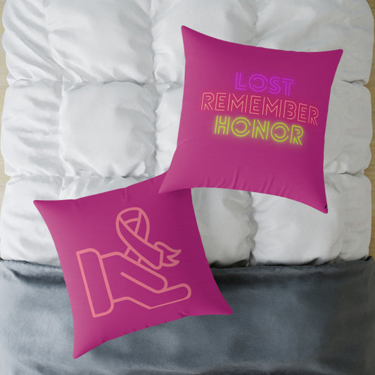 Spun Polyester Pillow: Fight Cancer Pink