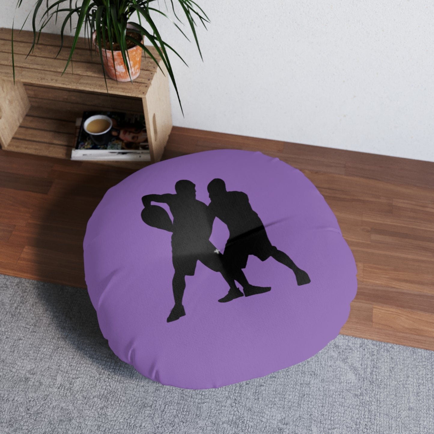 Tufted Floor Pillow, Round: Basketball Lite Purple