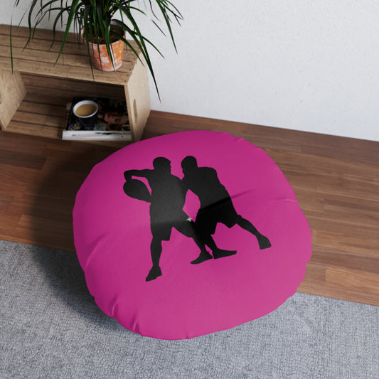 Tufted Floor Pillow, Round: Basketball Pink
