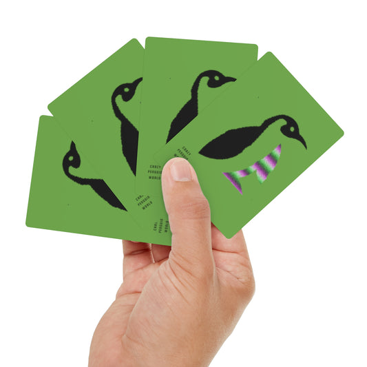 Poker Cards: Crazy Penguin World Logo Green