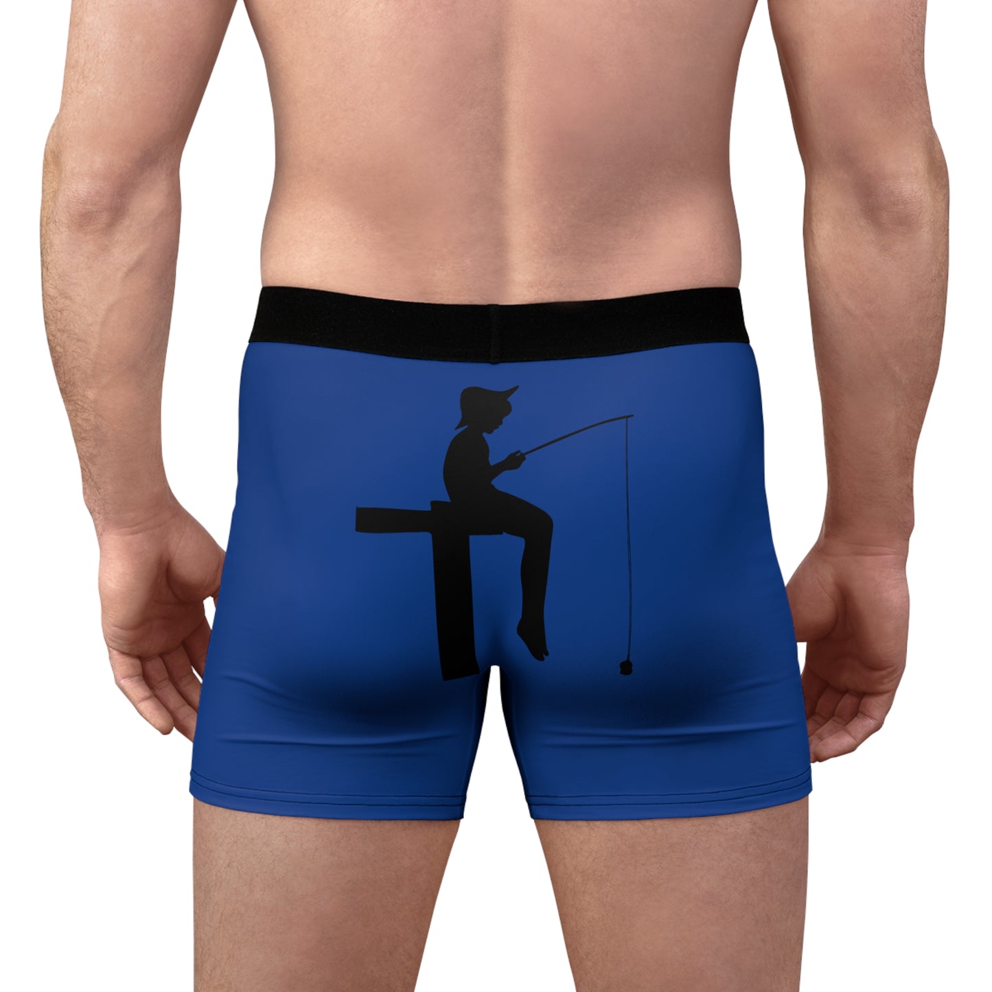 Men's Boxer Briefs: Fishing Dark Blue