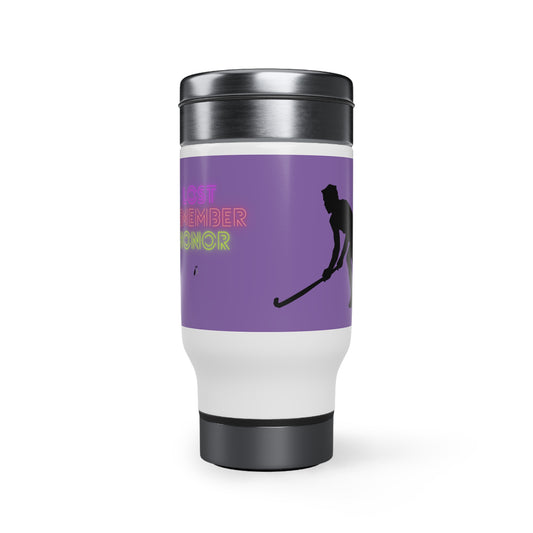 Stainless Steel Travel Mug with Handle, 14oz: Hockey Lite Purple