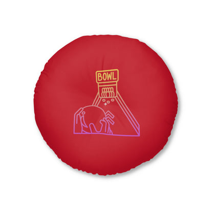 Tufted Floor Pillow, Round: Bowling Dark Red