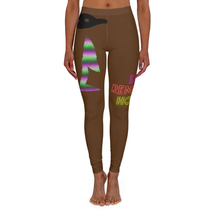 Women's Spandex Leggings: Crazy Penguin World Logo Brown