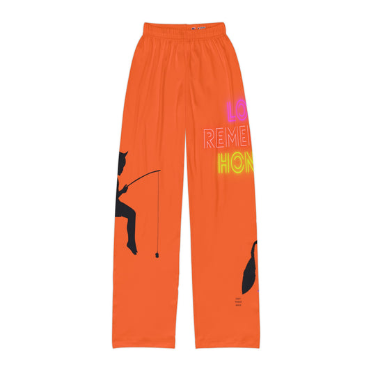 Kids Pajama Pants: Fishing Orange