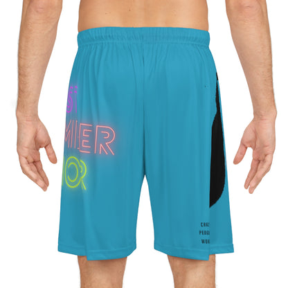 Basketball Shorts: Crazy Penguin World Logo Turquoise