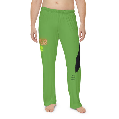 Men's Pajama Pants: Crazy Penguin World Logo Green