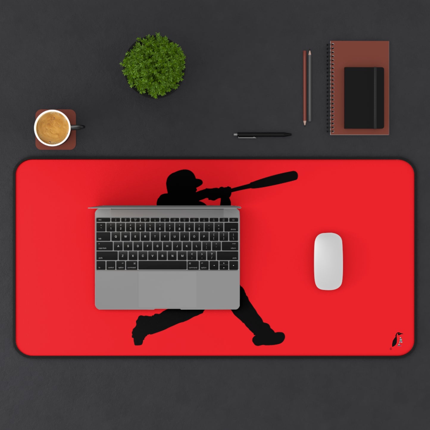 Desk Mat: Baseball Red