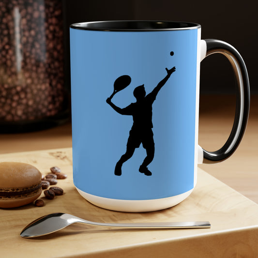 Two-Tone Coffee Mugs, 15oz: Tennis Lite Blue
