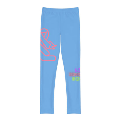 Youth Full-Length Leggings: Fight Cancer Lite Blue