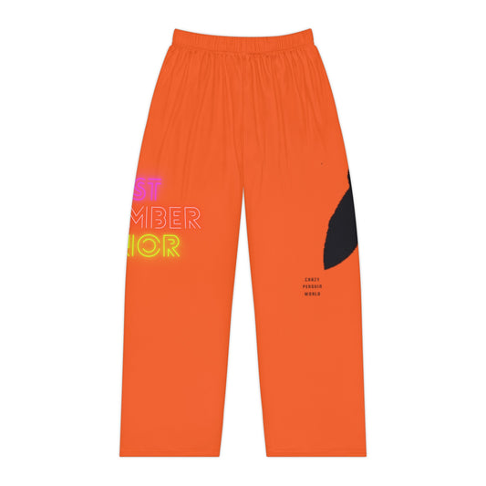 Women's Pajama Pants: Crazy Penguin World Logo Orange