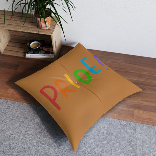 Tufted Floor Pillow, Square: LGBTQ Pride Lite Brown
