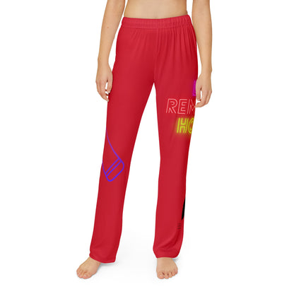 Kids Pajama Pants: Music Dark Red