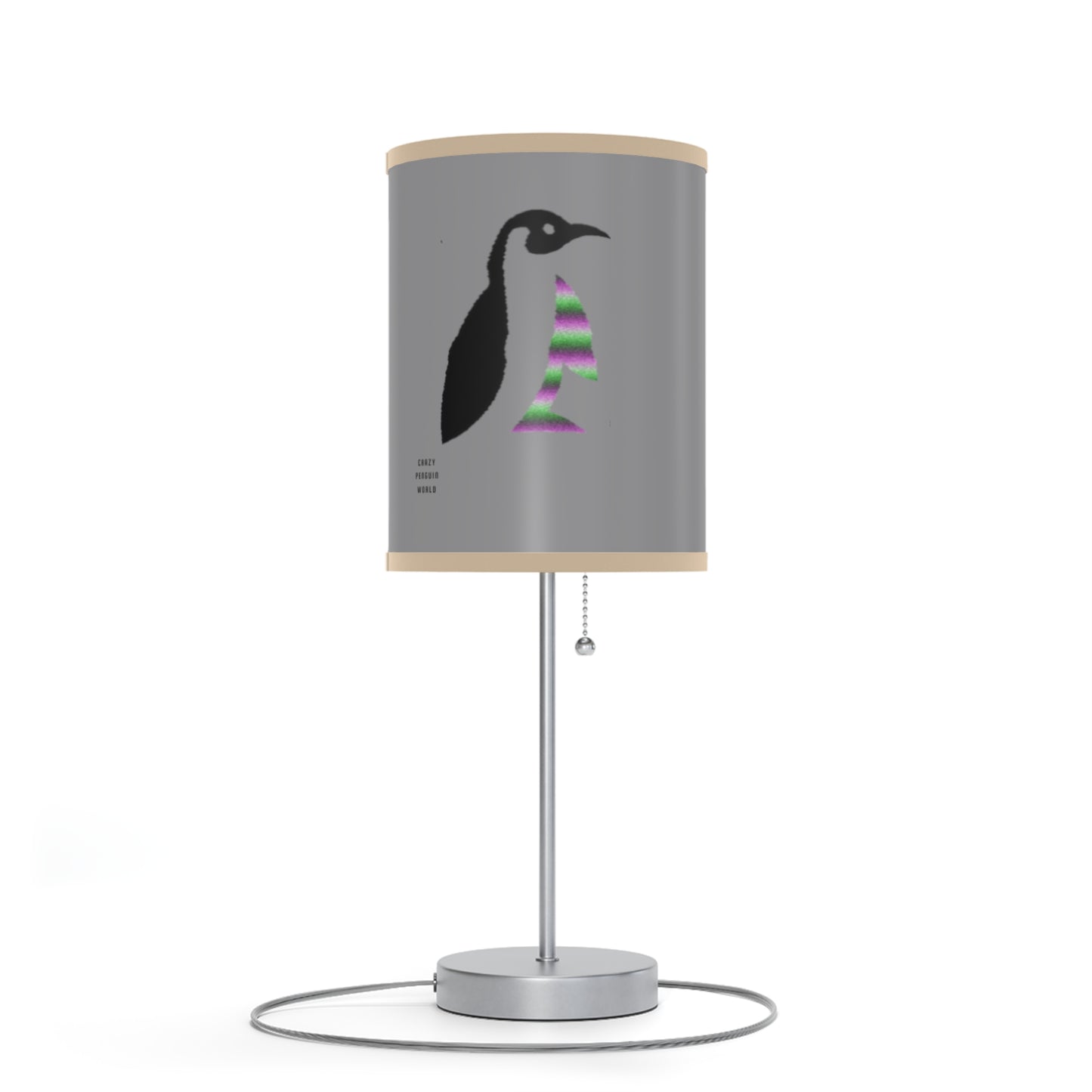 Lamp on a Stand, US|CA plug: Crazy Penguin World Logo Grey