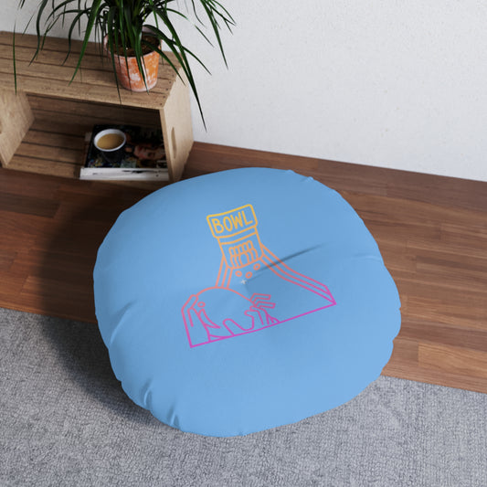 Tufted Floor Pillow, Round: Bowling Lite Blue