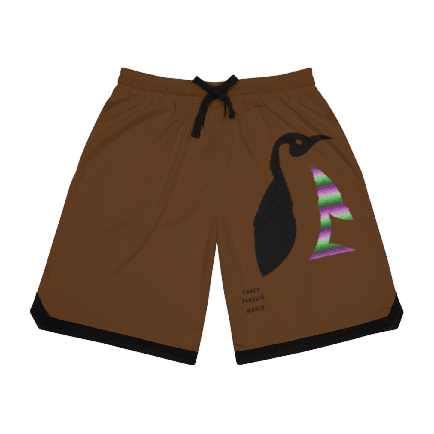 Basketball Rib Shorts: Crazy Penguin World Logo Brown