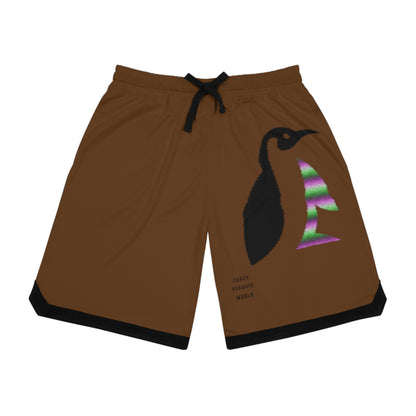 Basketball Rib Shorts: Crazy Penguin World Logo Brown