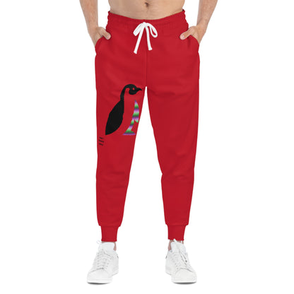 Athletic Joggers: Crazy Penguin World Logo Dark Red