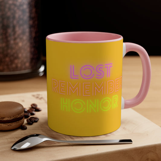 Accent Coffee Mug, 11oz: Lost Remember Honor Yellow
