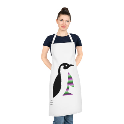 Adult Apron: Crazy Penguin World Logo White
