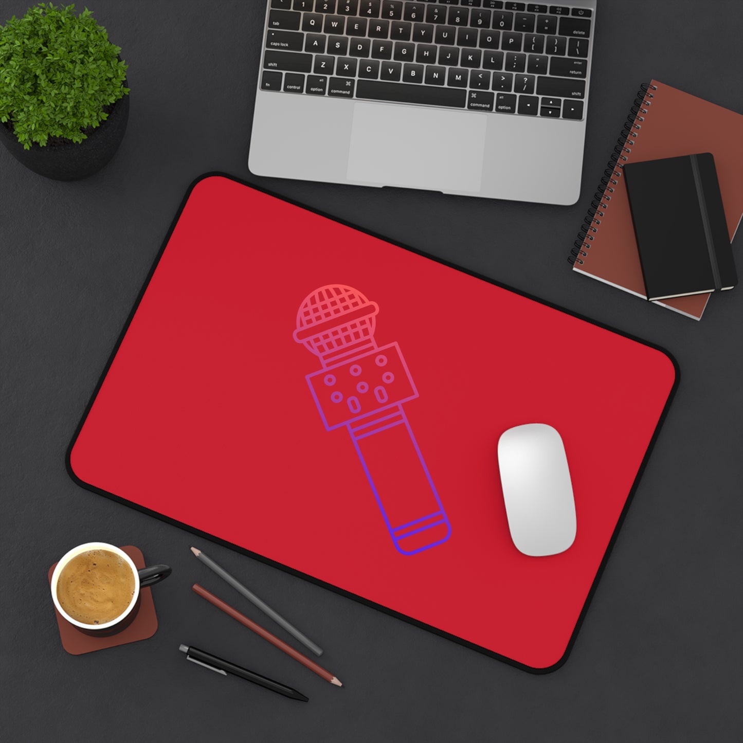 Desk Mat: Music Dark Red