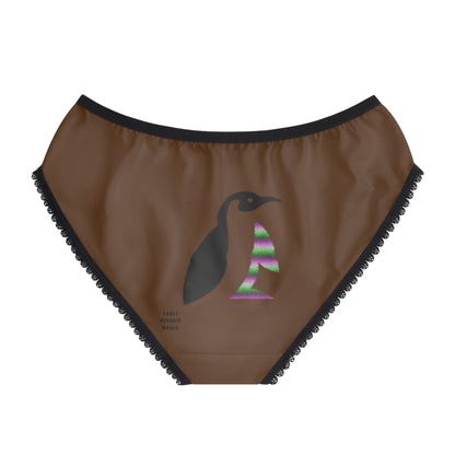 Women's Briefs: Crazy Penguin World Logo Brown