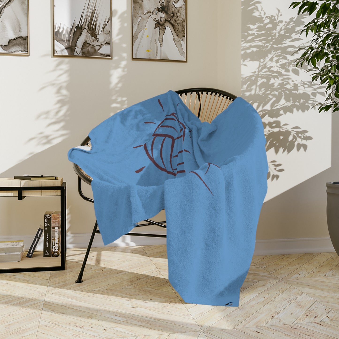Velveteen Minky Blanket: Volleyball Lite Blue