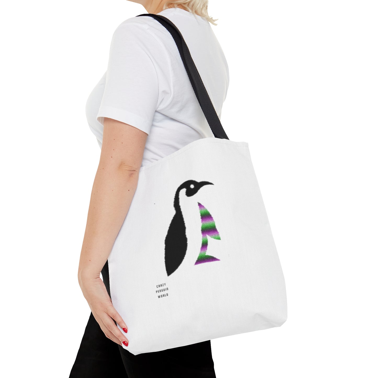 Tote Bag: Crazy Penguin World Logo White