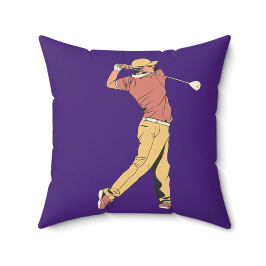 Spun Polyester Square Pillow: Golf Purple