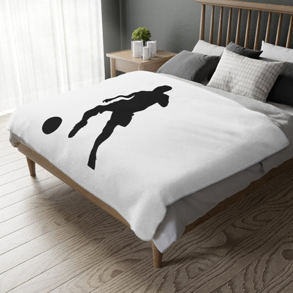 Velveteen Minky Blanket (Two-sided print): Soccer White